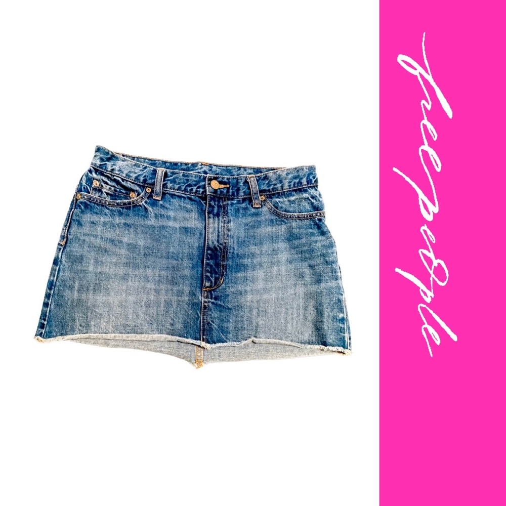 Free People Distressed Denim Skirt